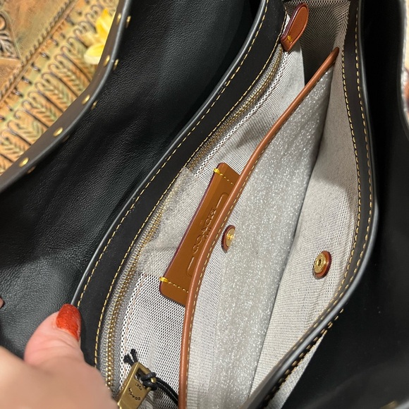 COACH Haircalf Leopard Page 27 Boarder Rivets Shoulder Bag NWT 32870 GORGEOUS! - Picture 11 of 12